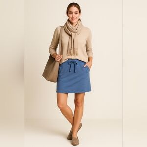 Cathy Daniels Blue Knit Drawstring Skirt Size Large